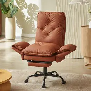 High Back Executive Chair with Footrest, PU Leather Brown | Big and Tall Reclining Office Chair with Reversible Armrests and Wheels for Gaming Home Office High Back Executive Chair with Footrest, PU Leather Brown | Big and Tall Reclining Office Chair with Reversible Armrests and Wheels for Gaming Home Office