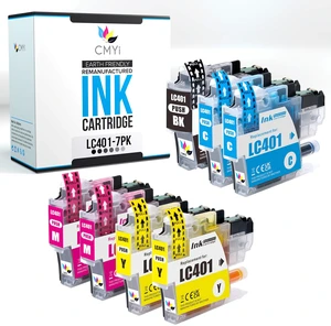 LC401 Replacement Combo Pack Ink Cartridges for Brother DCP-J1800DW, MFC-J1010DW, J1012DW, J1170DW, J1800DW Printers (1 Black, 2 Cyan, 2 Magenta, 2 Yellow) LC401 Replacement Combo Pack Ink Cartridges for Brother DCP-J1800DW, MFC-J1010DW, J1012DW, J1170DW, J1800DW Printers (1 Black, 2 Cyan, 2 Magenta, 2 Yellow)