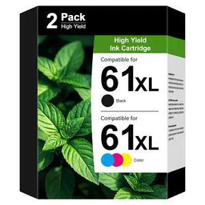 61XL 61 Ink Cartridges Combo Pack Compatible for HP Ink 61 Black and Color | Work for Envy 4500 5530 4502 OfficeJet 4630 2620 4635 DeskJet 2540 2050 Printer 2-Pack (Black Tri-Color) 61XL 61 Ink Cartridges Combo Pack Compatible for HP Ink 61 Black and Color | Work for Envy 4500 5530 4502 OfficeJet 4630 2620 4635 DeskJet 2540 2050 Printer 2-Pack (Black Tri-Color)