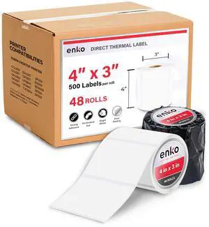 4 x 3 in 48 Rolls | 24000 Direct Thermal Address and Shipping Labels | Perforated, Strong Adhesive, Mailing, Barcode, FBA Stickers and FNSKU Labels Compatible with Zebra and Eltron Printers 4 x 3 in 48 Rolls | 24000 Direct Thermal Address and Shipping Labels | Perforated, Strong Adhesive, Mailing, Barcode, FBA Stickers and FNSKU Labels Compatible with Zebra and Eltron Printers