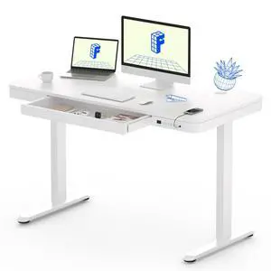 Comhar 48" Electric Standing Desk with Drawers, USB Charging Ports, Quick Assembly, Height Adjustable Sit Stand Computer Desk with Child Lock for Modern Minimalist Home Office, White Comhar 48" Electric Standing Desk with Drawers, USB Charging Ports, Quick Assembly, Height Adjustable Sit Stand Computer Desk with Child Lock for Modern Minimalist Home Office, White