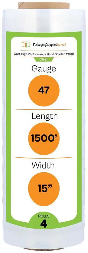 PSBM Stretch Wrap, 4 Rolls 15 Inch x 1500 Feet 47 Gauge Clear Plastic Wrap Industrial Strength Shrink Film for Moving, Packing & Shipping PSBM Stretch Wrap, 4 Rolls 15 Inch x 1500 Feet 47 Gauge Clear Plastic Wrap Industrial Strength Shrink Film for Moving, Packing & Shipping