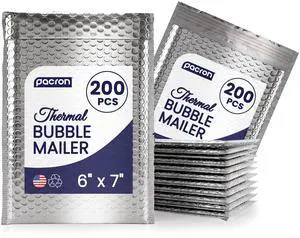 Waterproof Self-Seal Insulated Foil Thermal Bubble Mailers 6x7, 200-Pack | Ideal for cosmetics, supplements, skincare & small perishables. Tear-resistant metallic lining keeps items hot or cold Waterproof Self-Seal Insulated Foil Thermal Bubble Mailers 6x7, 200-Pack | Ideal for cosmetics, supplements, skincare & small perishables. Tear-resistant metallic lining keeps items hot or cold
