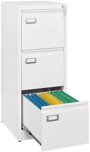 3 Drawer File Cabinet with Lock and Tag,Narrow Three Drawer Filing Cabinet,Vertical Metal File Cabinets,Small White Filing Cabinets for Home Office Fit Letter/A4/Legal Size File,Easy Assembly 3 Drawer File Cabinet with Lock and Tag,Narrow Three Drawer Filing Cabinet,Vertical Metal File Cabinets,Small White Filing Cabinets for Home Office Fit Letter/A4/Legal Size File,Easy Assembly