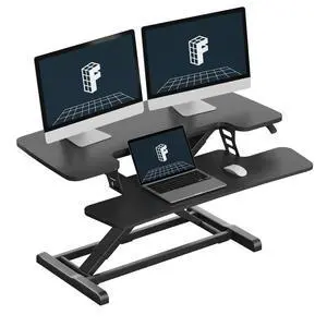 Standing Desk Converter 36" Desk Riser, Height Adjustable Desktop Riser Sit Stand Computer Workstation, Spacious Stand Up Desk Converter for Laptop Keyboard and Monitor Setup, Black Standing Desk Converter 36" Desk Riser, Height Adjustable Desktop Riser Sit Stand Computer Workstation, Spacious Stand Up Desk Converter for Laptop Keyboard and Monitor Setup, Black