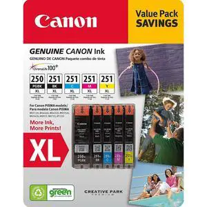 PGI-250XL, CLI-251XL C/M/Y/K Ink Cartridges Value Pack (5 Cartridges) PGI-250XL, CLI-251XL C/M/Y/K Ink Cartridges Value Pack (5 Cartridges)
