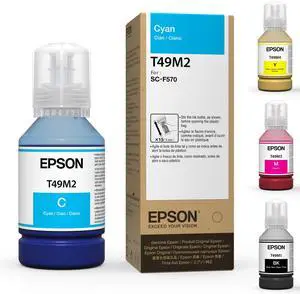 Epson Genuine Dye-Sublimation Ink Refill Bottles for Surecolor F570 and F170 Printers. 140m Capacity. T49M Ink (Cyan) Epson Genuine Dye-Sublimation Ink Refill Bottles for Surecolor F570 and F170 Printers. 140m Capacity. T49M Ink (Cyan)