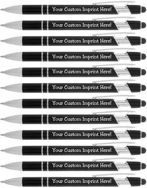 ExpressDesigns - Personalized Pens with Stylus - The Legacy - Custom Metallic Printed Name Pens - Black Ink - Imprinted with Logo or Message - Great Gift Ideas - Customizable -12 pcs/pack (Black) ExpressDesigns - Personalized Pens with Stylus - The Legacy - Custom Metallic Printed Name Pens - Black Ink - Imprinted with Logo or Message - Great Gift Ideas - Customizable -12 pcs/pack (Black)