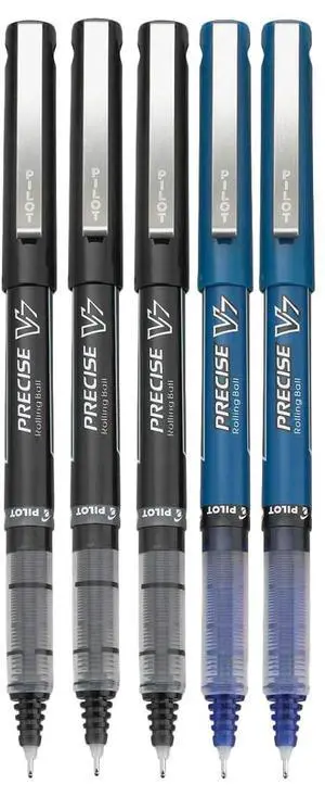 Precise V7 Stick Rolling Ball Pens, Fine Point (.7mm), Assorted Colors Black/Blue Ink, 5-pk; Precise V7 Stick Rolling Ball Pens, Fine Point (.7mm), Assorted Colors Black/Blue Ink, 5-pk;