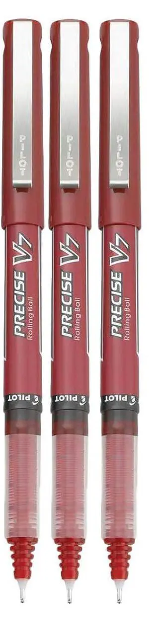 Precise V7 Stick Rolling Ball Pens, Fine Point (.7mm), Red Ink, 3-pk; Precise V7 Stick Rolling Ball Pens, Fine Point (.7mm), Red Ink, 3-pk;