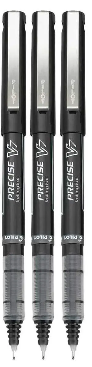 Precise V7 Stick Rolling Ball Pens, Fine Point (.7mm), Black Ink, 3-pk; Precise V7 Stick Rolling Ball Pens, Fine Point (.7mm), Black Ink, 3-pk;