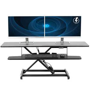 Black 47 inch Electric Desk Converter, DESK-VE48B | Height Adjustable, Stand Up Desk Riser, Wide Keyboard Tray, Dual Monitor and Laptop Workstation Black 47 inch Electric Desk Converter, DESK-VE48B | Height Adjustable, Stand Up Desk Riser, Wide Keyboard Tray, Dual Monitor and Laptop Workstation