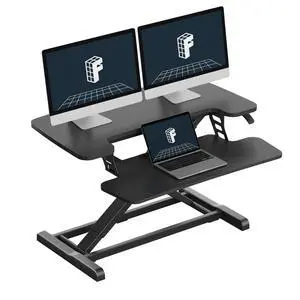 32" Standing Desk Converter, Space-Saving Desktop Riser for Home Office, Sit Stand Computer Workstation for Laptop & Dual Monitor Setup, Black 32" Standing Desk Converter, Space-Saving Desktop Riser for Home Office, Sit Stand Computer Workstation for Laptop & Dual Monitor Setup, Black