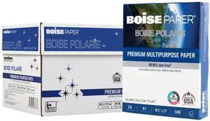 Boise Paper Premium Multipurpose Copy Paper | 8.5" x 11" Letter | 97 Bright White, 24 lb. | 10 Ream Carton (5,000 Sheets) Boise Paper Premium Multipurpose Copy Paper | 8.5" x 11" Letter | 97 Bright White, 24 lb. | 10 Ream Carton (5,000 Sheets)