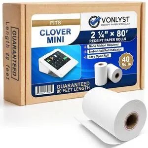Thermal Receipt Paper Rolls for Clover Mini & Clover Mobile 2 1/4 x 80 BPA Free Credit Card Machine Paper Compatible with C200 C300 C301 C302 C302U C305 POS Printer Paper, 40 Rolls Thermal Receipt Paper Rolls for Clover Mini & Clover Mobile 2 1/4 x 80 BPA Free Credit Card Machine Paper Compatible with C200 C300 C301 C302 C302U C305 POS Printer Paper, 40 Rolls