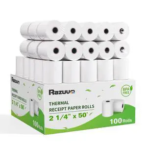 (100 Rolls) 2 1/4 x 50 Thermal Receipt Paper, White BPA-Free, Compatible with POS, Credit Card Terminals and Most Register Machines (100 Rolls) 2 1/4 x 50 Thermal Receipt Paper, White BPA-Free, Compatible with POS, Credit Card Terminals and Most Register Machines