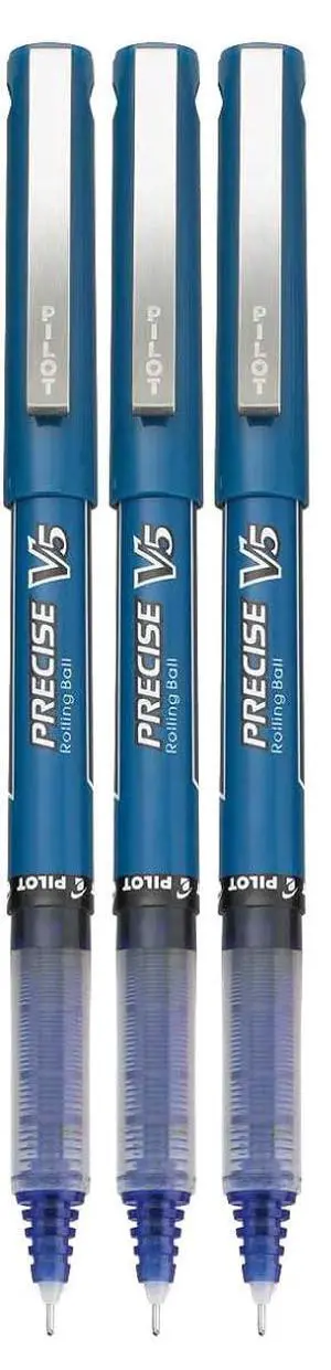 Precise V5 Stick Rolling Ball Pens, Extra Fine Point (.5mm), Blue Ink, 3-pk; Precise V5 Stick Rolling Ball Pens, Extra Fine Point (.5mm), Blue Ink, 3-pk;