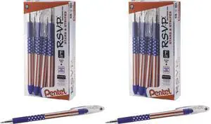 RSVP Ballpoint Pen, (0.7mm) Fine Line, Flag Barrel, Black Ink,(12 count)- Pack of 2 RSVP Ballpoint Pen, (0.7mm) Fine Line, Flag Barrel, Black Ink,(12 count)- Pack of 2