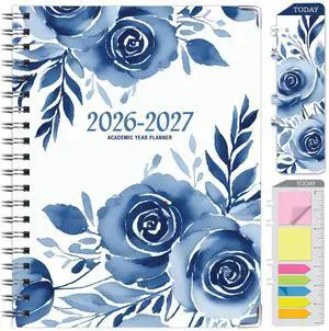 HARDCOVER Academic Year 2026-2027 Planner: 14 Months (May 2026 Through June 2027) 8.5"x 11" Daily Weekly Monthly Planner Yearly Agenda. Bookmark, Pocket Folder and Sticky Note Set (Blue Bloom) HARDCOVER Academic Year 2026-2027 Planner: 14 Months (May 2026 Through June 2027) 8.5"x 11" Daily Weekly Monthly Planner Yearly Agenda. Bookmark, Pocket Folder and Sticky Note Set (Blue Bloom)