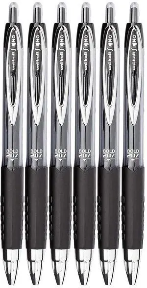 Signo 207 Roller Ball Retractable Gel Pens, Bold Point (1.0mm), Black Ink, 6 Count Signo 207 Roller Ball Retractable Gel Pens, Bold Point (1.0mm), Black Ink, 6 Count