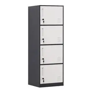 4 Door Metal Vertical Storage Locker for Kids Bedroom, Children Room, School, Office, Home,Stackable Steel Storage Cabinet for Sports Equipment,Anti-Tilting Device (Gray) 4 Door Metal Vertical Storage Locker for Kids Bedroom, Children Room, School, Office, Home,Stackable Steel Storage Cabinet for Sports Equipment,Anti-Tilting Device (Gray)