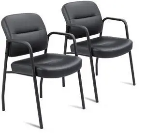 Waiting Room Chairs Set of 2, PU Leather Reception Guest Chairs with Padded Arms, Stationary Office Side Chairs for Conference Room, Lobby, Church, Medical Clinic, Home and Desk Waiting Room Chairs Set of 2, PU Leather Reception Guest Chairs with Padded Arms, Stationary Office Side Chairs for Conference Room, Lobby, Church, Medical Clinic, Home and Desk