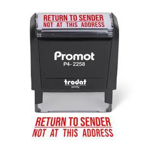 Return to Sender Not at This Address Self-Inking Stamp - Red Ink Envelope Stamper for Office Supplies & Business Use - Rubber Stamps for Home Mail Organization - Return Address Stamp (Large) Return to Sender Not at This Address Self-Inking Stamp - Red Ink Envelope Stamper for Office Supplies & Business Use - Rubber Stamps for Home Mail Organization - Return Address Stamp (Large)
