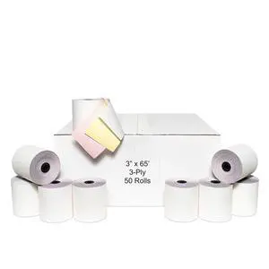 3" x 65' 3 PLY WHITE/CANARY/PINK CASH REGISTER PRINTER POS PAPER ROLL 50 ROLLS/CASE 3" x 65' 3 PLY WHITE/CANARY/PINK CASH REGISTER PRINTER POS PAPER ROLL 50 ROLLS/CASE