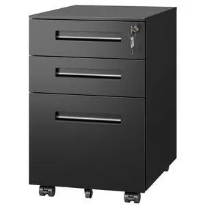 3 Drawer Mobile File Cabinet, Fully Assembled Except Casters | Metal Filing Cabinet with Lock Under Desk for Home Office, Printer Stand fits A4/Letter/Legal Size, Black 3 Drawer Mobile File Cabinet, Fully Assembled Except Casters | Metal Filing Cabinet with Lock Under Desk for Home Office, Printer Stand fits A4/Letter/Legal Size, Black