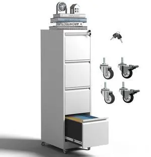 4-Drawer Mobile File Cabinet with Lock and Wheels | Tall Vertical Filing Cabinets Steel Rolling Storage Cabinet for Home Office Legal/Letter/A4 Files, Require Assembly 4-Drawer Mobile File Cabinet with Lock and Wheels | Tall Vertical Filing Cabinets Steel Rolling Storage Cabinet for Home Office Legal/Letter/A4 Files, Require Assembly