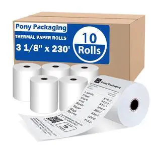 10 Rolls 3 1/8 x 230 Thermal Paper Receipt Rolls Cash Register POS Receipt, Thermal Ppaper Rolls Fits All Credit Card Terminal BPA Free Receipt Paper-, White 10 Rolls 3 1/8 x 230 Thermal Paper Receipt Rolls Cash Register POS Receipt, Thermal Ppaper Rolls Fits All Credit Card Terminal BPA Free Receipt Paper-, White