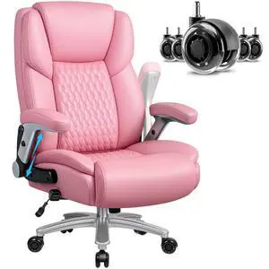 Big and Tall Office Chair 600lbs, Heavy Duty Executive Office Chair for Heavy People, Pink High Back Office Leather Ergonomic Chair with Adjustable Armrests and Lumbar Support for Computer Desk Chair Big and Tall Office Chair 600lbs, Heavy Duty Executive Office Chair for Heavy People, Pink High Back Office Leather Ergonomic Chair with Adjustable Armrests and Lumbar Support for Computer Desk Chair