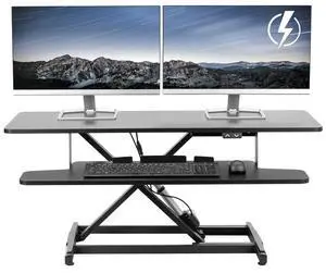 Black 42 inch Electric Desk Converter, DESK-VE42B | Height Adjustable, Stand Up Desk Riser, Wide Keyboard Tray, Dual Monitor and Laptop Workstation Black 42 inch Electric Desk Converter, DESK-VE42B | Height Adjustable, Stand Up Desk Riser, Wide Keyboard Tray, Dual Monitor and Laptop Workstation