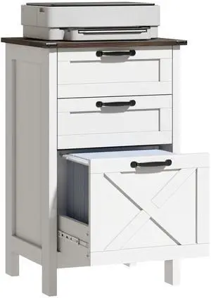 3 Drawer File Cabinet Printer Stand Silent Slides Distressed White | Vertical Filing Cabinet for Hanging A4/Letter Size, Rustic Farmhouse Printer Stand with Storage, Home Office 3 Drawer File Cabinet Printer Stand Silent Slides Distressed White | Vertical Filing Cabinet for Hanging A4/Letter Size, Rustic Farmhouse Printer Stand with Storage, Home Office