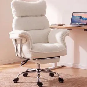 Big and Tall Office Chair, Ergonomic Desk Chair with Thick Cushion, Wide Seat & Armrests Computer Gaming Chair,High Back Reclining Teddy Fleece Criss Cross Chair with Foot Rest, White Big and Tall Office Chair, Ergonomic Desk Chair with Thick Cushion, Wide Seat & Armrests Computer Gaming Chair,High Back Reclining Teddy Fleece Criss Cross Chair with Foot Rest, White