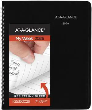 2026 Planner, Weekly, 7" x 8-3/4", Medium, Block-Style, DayMinder, Black (G5350026) 2026 Planner, Weekly, 7" x 8-3/4", Medium, Block-Style, DayMinder, Black (G5350026)