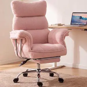 Big and Tall Office Chair, Ergonomic Desk Chair with Thick Cushion, Wide Seat & Armrests Computer Gaming Chair,High Back Reclining Teddy Fleece Criss Cross Chair with Foot Rest, Pink Big and Tall Office Chair, Ergonomic Desk Chair with Thick Cushion, Wide Seat & Armrests Computer Gaming Chair,High Back Reclining Teddy Fleece Criss Cross Chair with Foot Rest, Pink
