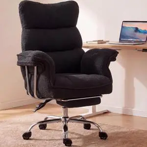 Big and Tall Office Chair, Ergonomic Desk Chair with Thick Cushion, Wide Seat & Armrests Computer Gaming Chair,High Back Reclining Teddy Fleece Criss Cross Chair with Foot Rest, Black Big and Tall Office Chair, Ergonomic Desk Chair with Thick Cushion, Wide Seat & Armrests Computer Gaming Chair,High Back Reclining Teddy Fleece Criss Cross Chair with Foot Rest, Black