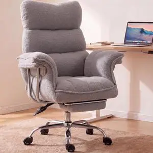 Big and Tall Office Chair, Ergonomic Desk Chair with Thick Cushion, Wide Seat & Armrests Computer Gaming Chair,High Back Reclining Teddy Fleece Criss Cross Chair with Foot Rest, Gray Big and Tall Office Chair, Ergonomic Desk Chair with Thick Cushion, Wide Seat & Armrests Computer Gaming Chair,High Back Reclining Teddy Fleece Criss Cross Chair with Foot Rest, Gray