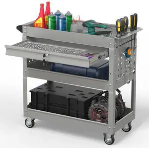 3 Tier Rolling Tool Cart on Wheels, 550 LBS Tool Cart with DrawersHeavy Duty Utility Cart with Pegboard and HookMechanic Tool Storage Cart for Garage, Warehouse and Repair Shop(Gray) 3 Tier Rolling Tool Cart on Wheels, 550 LBS Tool Cart with DrawersHeavy Duty Utility Cart with Pegboard and HookMechanic Tool Storage Cart for Garage, Warehouse and Repair Shop(Gray)