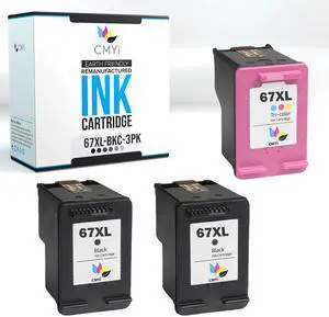 67XL Replacement Combo Pack Ink Cartridges for HP DeskJet 1255 2700 2710e 2720e 2721e Plus 4122 4140 4152 4155 4158 Envy 6010e 6020e 6022e 6030 Pro 6420 6430 6455 Printers (2 Black, 1 Color) 67XL Replacement Combo Pack Ink Cartridges for HP DeskJet 1255 2700 2710e 2720e 2721e Plus 4122 4140 4152 4155 4158 Envy 6010e 6020e 6022e 6030 Pro 6420 6430 6455 Printers (2 Black, 1 Color)