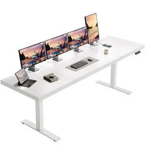 79 Inch Executive Electric Standing Desk Height Adjustable, White | 1.38" Thick 3-Panel Desktop, Power Outlets, 3 Memory Presets, Dual-Beam Frame for Home Office, Workstation, Conference Room 79 Inch Executive Electric Standing Desk Height Adjustable, White | 1.38" Thick 3-Panel Desktop, Power Outlets, 3 Memory Presets, Dual-Beam Frame for Home Office, Workstation, Conference Room