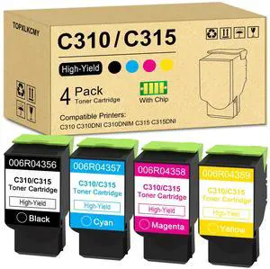 C310/C315 High-Yield Toner Cartridge (4 Pack, Black, Cyan, Magenta, Yellow) 006R04356 006R04357 006R04358 006R04359 Replacement for Xerox C310 C310DNI C310DNIM C315 C315DNI Printer C310/C315 High-Yield Toner Cartridge (4 Pack, Black, Cyan, Magenta, Yellow) 006R04356 006R04357 006R04358 006R04359 Replacement for Xerox C310 C310DNI C310DNIM C315 C315DNI Printer