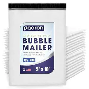 Waterproof Self-Seal Padded Poly Bubble Mailers 5x10, 200-Pack | Ideal for jewelry, cosmetics, SD cards, USB cables & accessories. Tear-resistant, lightweight, cushioned interior Waterproof Self-Seal Padded Poly Bubble Mailers 5x10, 200-Pack | Ideal for jewelry, cosmetics, SD cards, USB cables & accessories. Tear-resistant, lightweight, cushioned interior