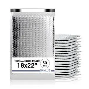 Thermal Insulated Mailers 18x22, Cold Shipping Envelopes, 50 Pack | Keeps Contents Cold, Self-Seal Closure, Cushioned Protection, Tear-Resistant Foil, Bulk Pack Thermal Insulated Mailers 18x22, Cold Shipping Envelopes, 50 Pack | Keeps Contents Cold, Self-Seal Closure, Cushioned Protection, Tear-Resistant Foil, Bulk Pack