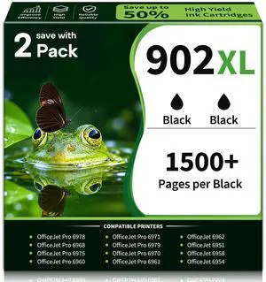 902XL 902 Black Ink Cartridges High Yield 2-Pack Replacement for HP 902XL | Compatible 902 Black Ink Cartridges Combo Pack for OfficeJet Pro 6978 6968 6970 6958 6962 6975 6960 6965 Printers|T6L86AN 902XL 902 Black Ink Cartridges High Yield 2-Pack Replacement for HP 902XL | Compatible 902 Black Ink Cartridges Combo Pack for OfficeJet Pro 6978 6968 6970 6958 6962 6975 6960 6965 Printers|T6L86AN