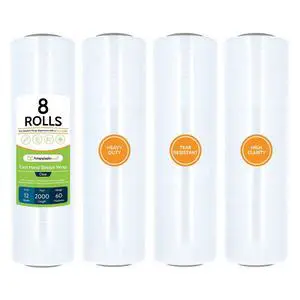 PSBM Cast Hand Stretch Wrap Plastic Shrink Film 12" x 2000' 60 GA 8 Rolls | Heavy Duty up to 800% Ultimate Stretch Clear Plastic Wrap Industrial Strength Shrink Film for Moving, Packing & Shipping PSBM Cast Hand Stretch Wrap Plastic Shrink Film 12" x 2000' 60 GA 8 Rolls | Heavy Duty up to 800% Ultimate Stretch Clear Plastic Wrap Industrial Strength Shrink Film for Moving, Packing & Shipping
