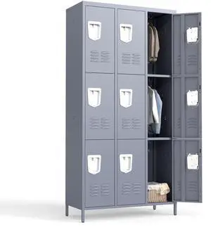 9 Doors Metal Lockers for Employees 71" H Storage Cabinet Lockable Locker with Shelves Steel Storage Locker for Gym School Office Home Requires Assembly 9 Doors Metal Lockers for Employees 71" H Storage Cabinet Lockable Locker with Shelves Steel Storage Locker for Gym School Office Home Requires Assembly