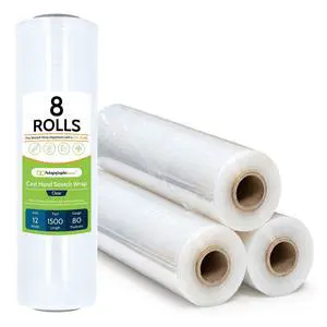 PSBM Cast Hand Stretch Wrap Plastic Shrink Film 12" x 1500' 80 GA 8 Rolls | Heavy Duty up to 800% Ultimate Stretch Clear Plastic Wrap Industrial Strength Shrink Film for Moving, Packing & Shipping PSBM Cast Hand Stretch Wrap Plastic Shrink Film 12" x 1500' 80 GA 8 Rolls | Heavy Duty up to 800% Ultimate Stretch Clear Plastic Wrap Industrial Strength Shrink Film for Moving, Packing & Shipping
