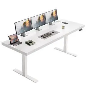 71 Inch Executive Electric Standing Desk Height Adjustable, White | 1.38" Thick 3-Panel Desktop, Power Outlets, 3 Memory Presets, Dual-Beam Frame for Home Office, Workstation, Conference Room 71 Inch Executive Electric Standing Desk Height Adjustable, White | 1.38" Thick 3-Panel Desktop, Power Outlets, 3 Memory Presets, Dual-Beam Frame for Home Office, Workstation, Conference Room